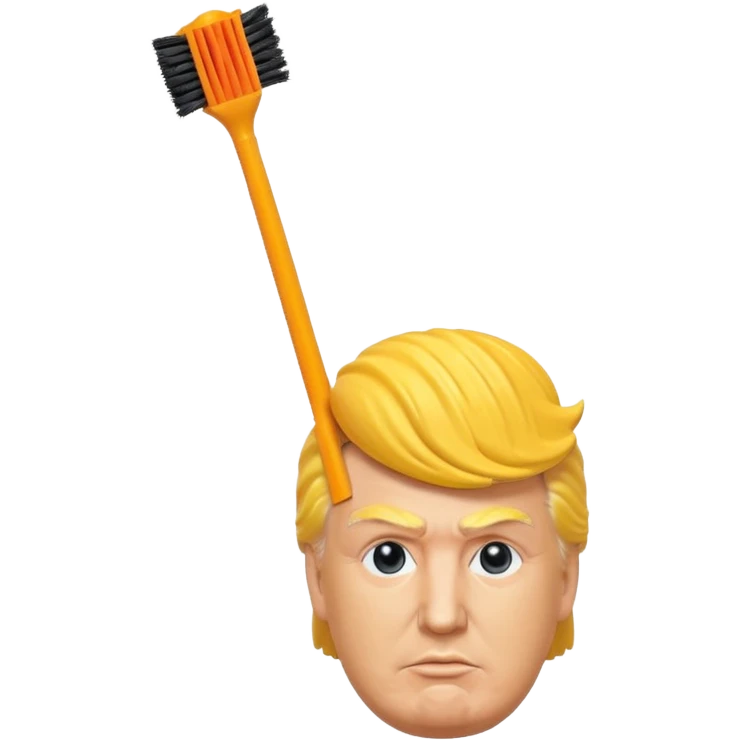 a toilet brush in the shape of donald trump emoji