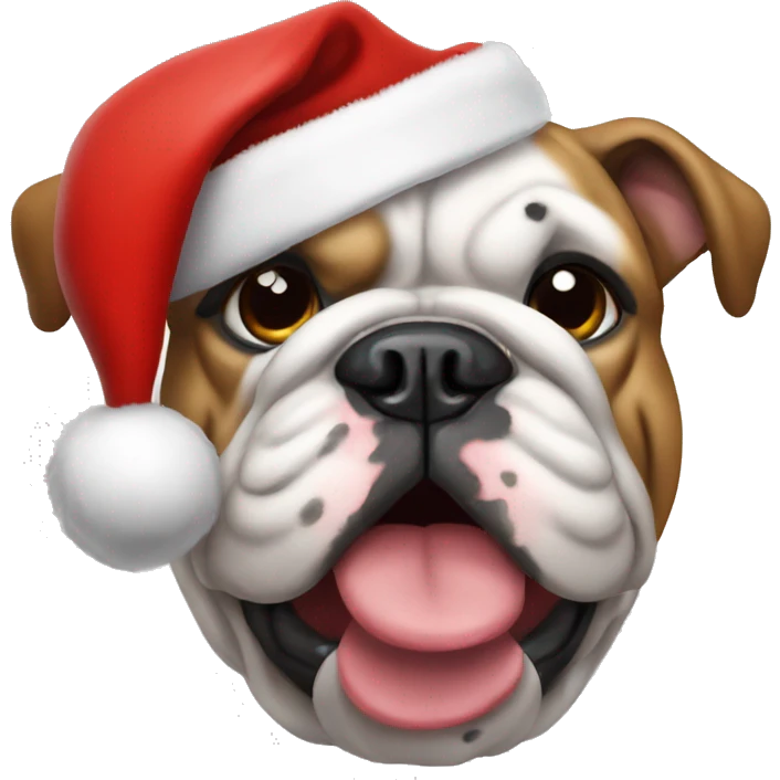 Bulldog wearing a Santa hat emoji