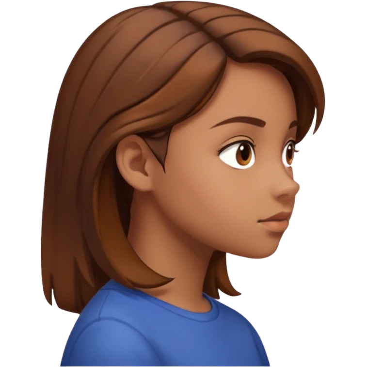 Girl Critical Thinking, side view. emoji