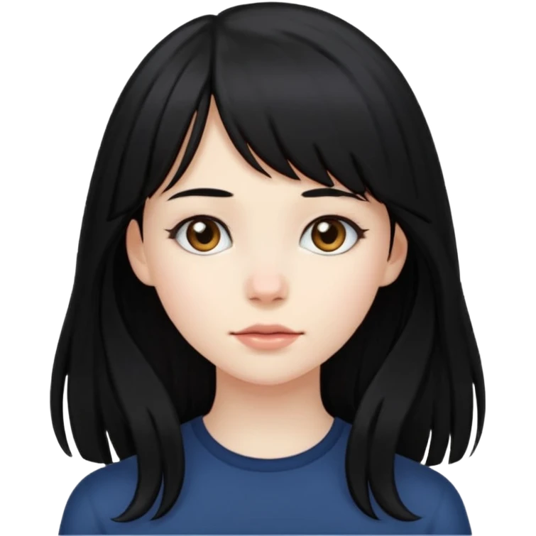 A pale skinned girl with side bangs and black long hair emoji