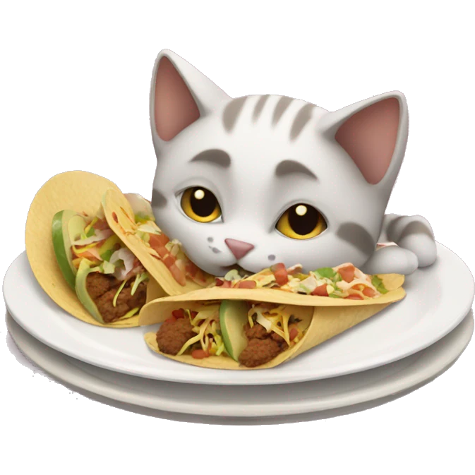 Cat eating a plate of tacos emoji