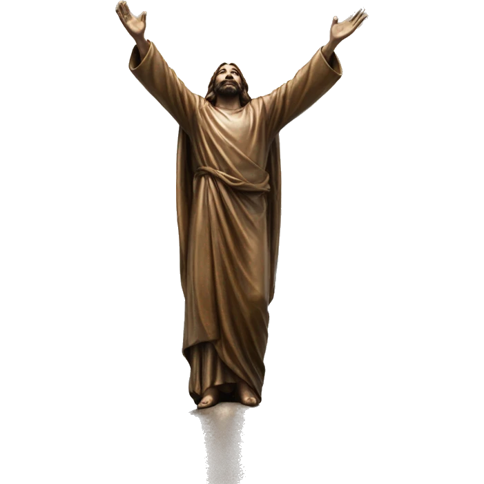 christ reaching up to sky flying bronze emoji