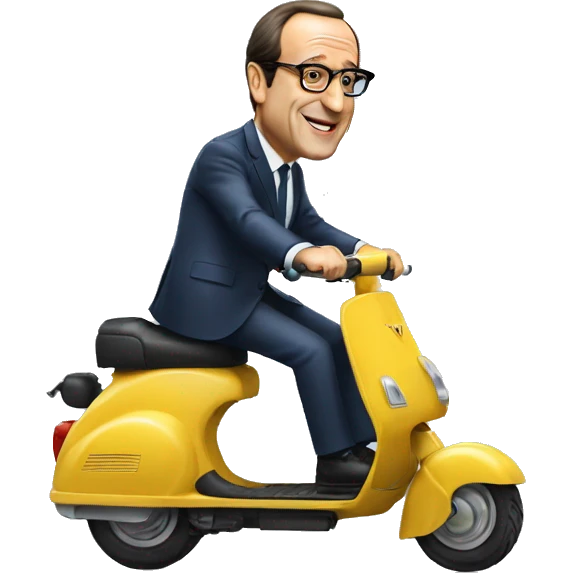 francois hollande en scooter allant à l'administration emoji