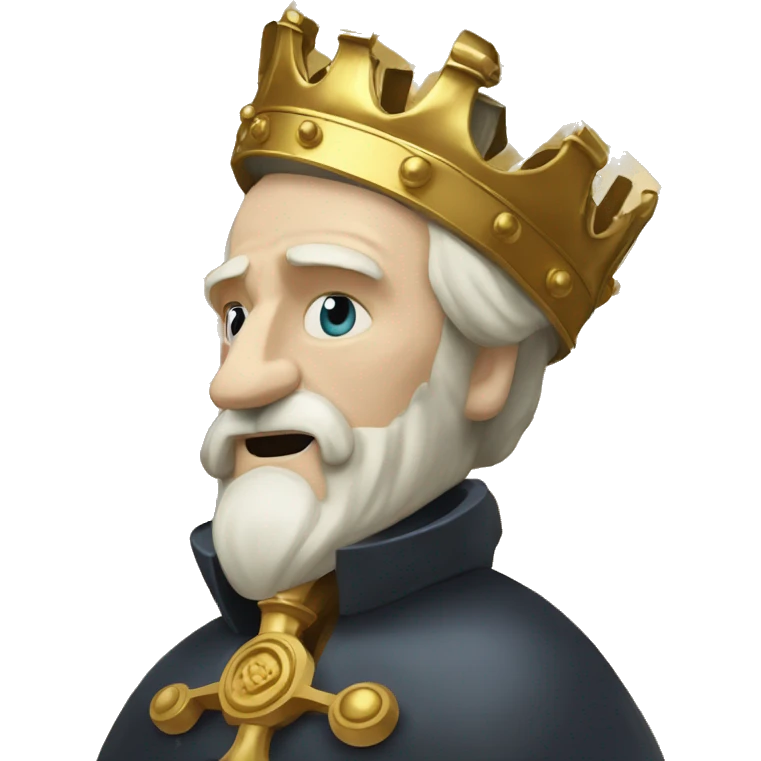 Vintage King Claudius hamlet old man big beard gold crown playing chess emoji
