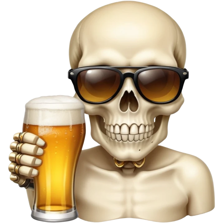 Skull with sunglasses drinking beer emoji