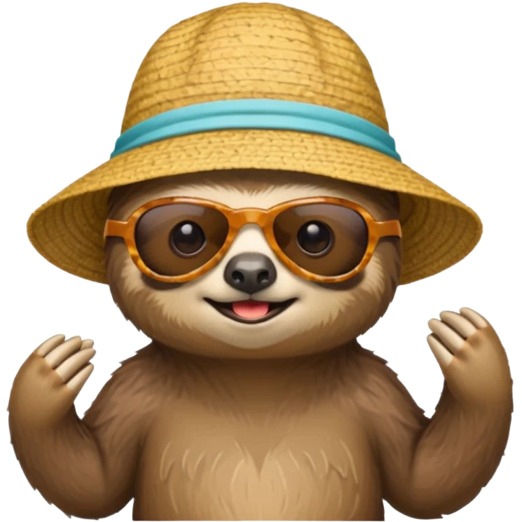 Sloth wearing sun hat and sunglasses  emoji