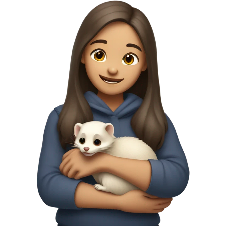 girl holding a ferret emoji