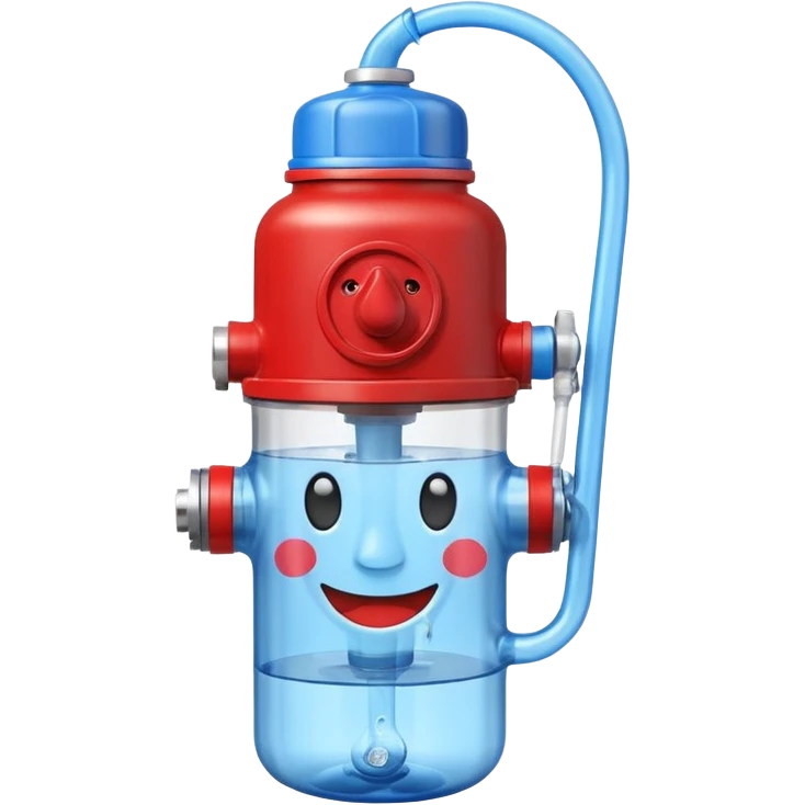 water bottle with face and fire hydrant coming out of straw emoji