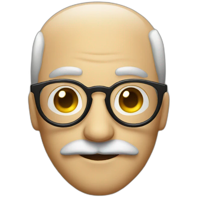 Man with round glasses, bushy moustache emoji