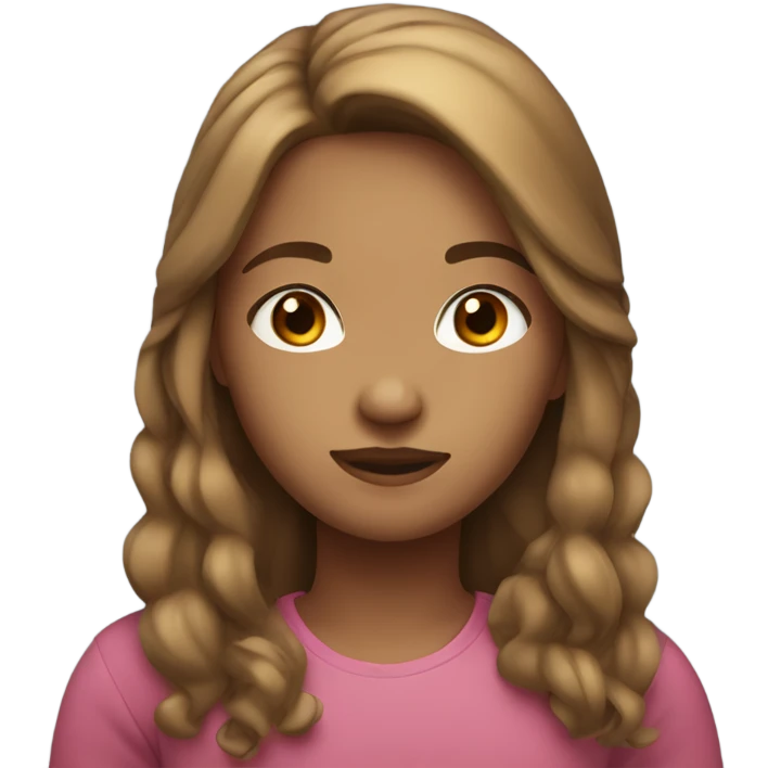Girl with half up half down hair, with light brown hair, and brown eyes emoji