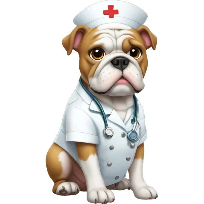 bulldog com roupa de nurse emoji