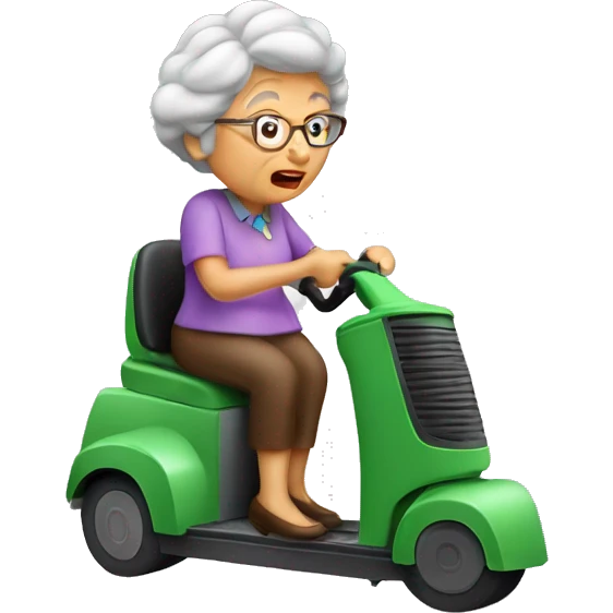 Grandma riding a vaccum emoji