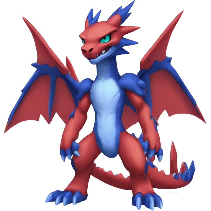  Cool Edgy Red Blue Digimon-Fakemon-Guilmon-Dragon full body emoji