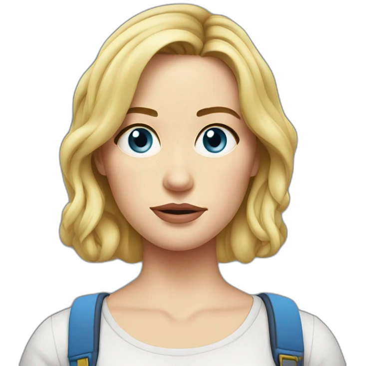 blonde Emily blunt serious cartoon wearing tee emoji