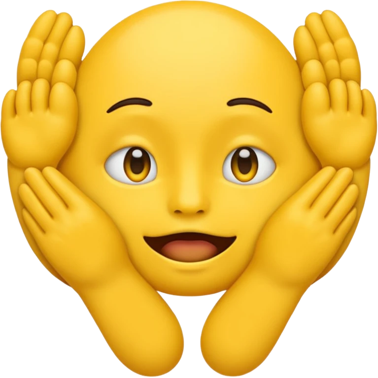 Create an sly emoji with feet and hands covering the mouth emoji