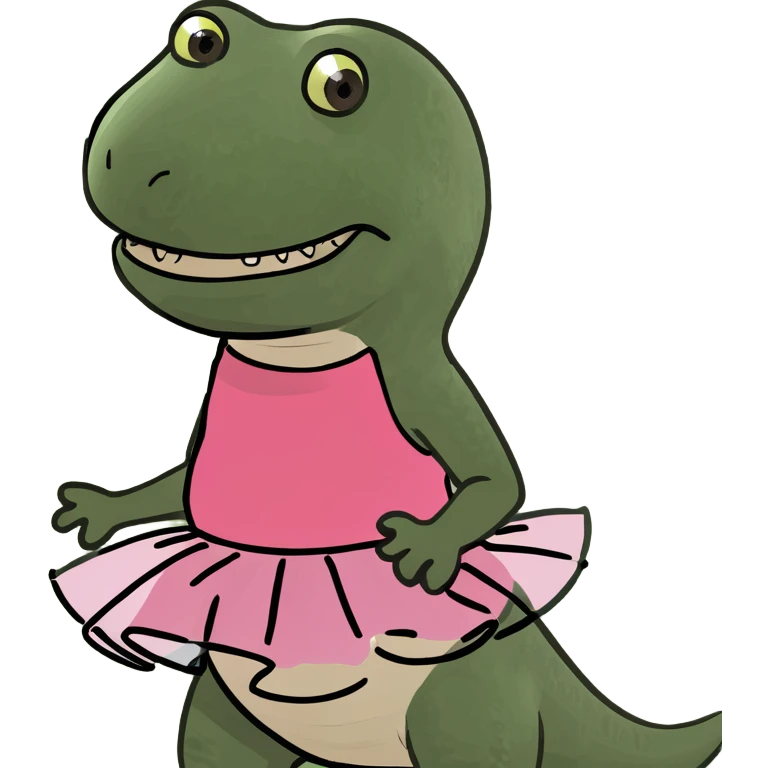 trex wearing a tutu on a surfboard emoji