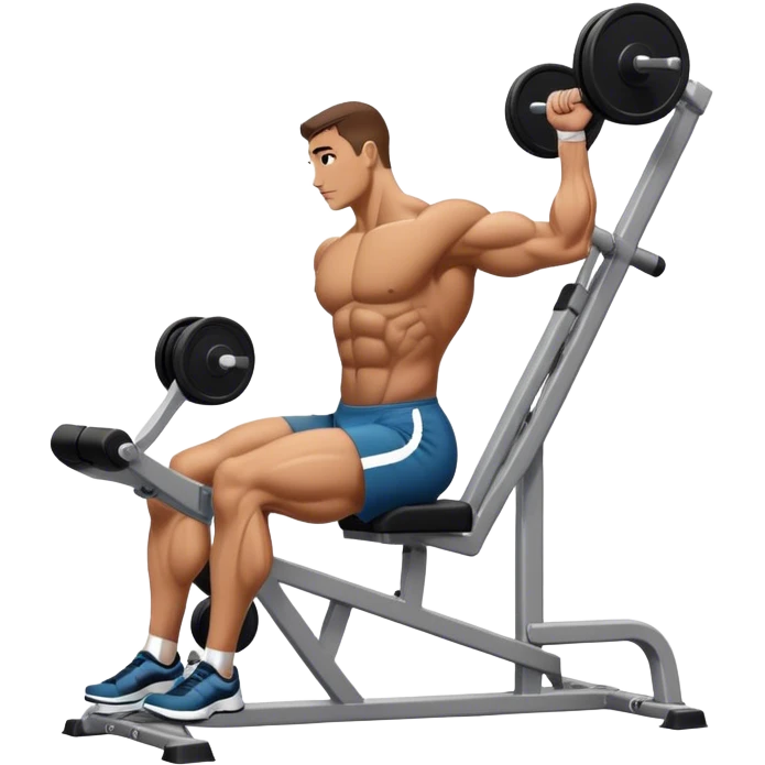 side-view bodybuilder seated weighted calf-raise machine lower leg exercise emoji