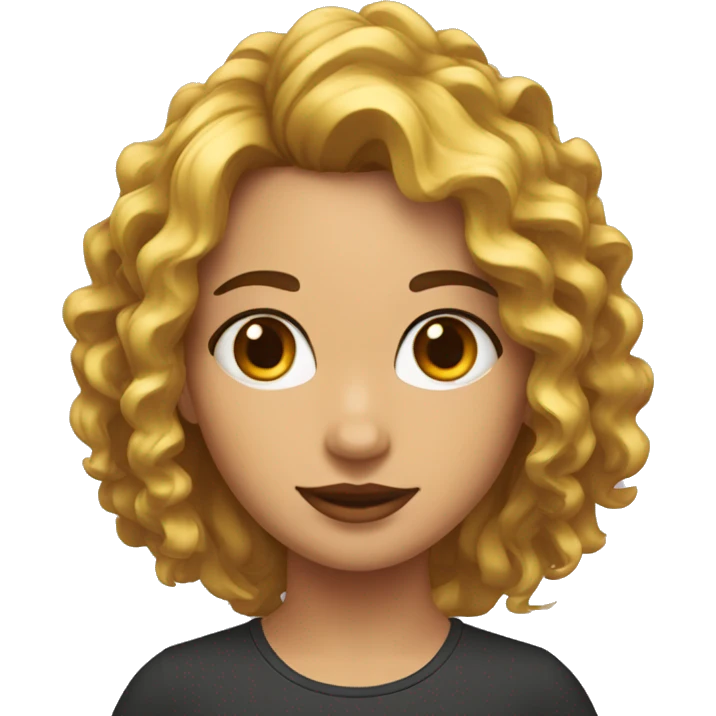 Chica con cabello rizado y pollina emoji