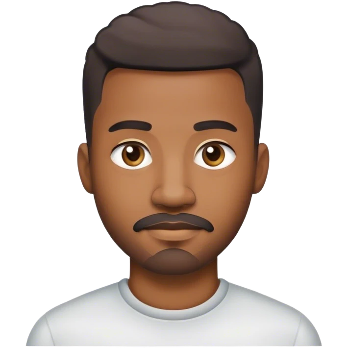 Jeune homme noir, trentaine avec une coupe en degradée, moustache legere et une barbe legere  emoji