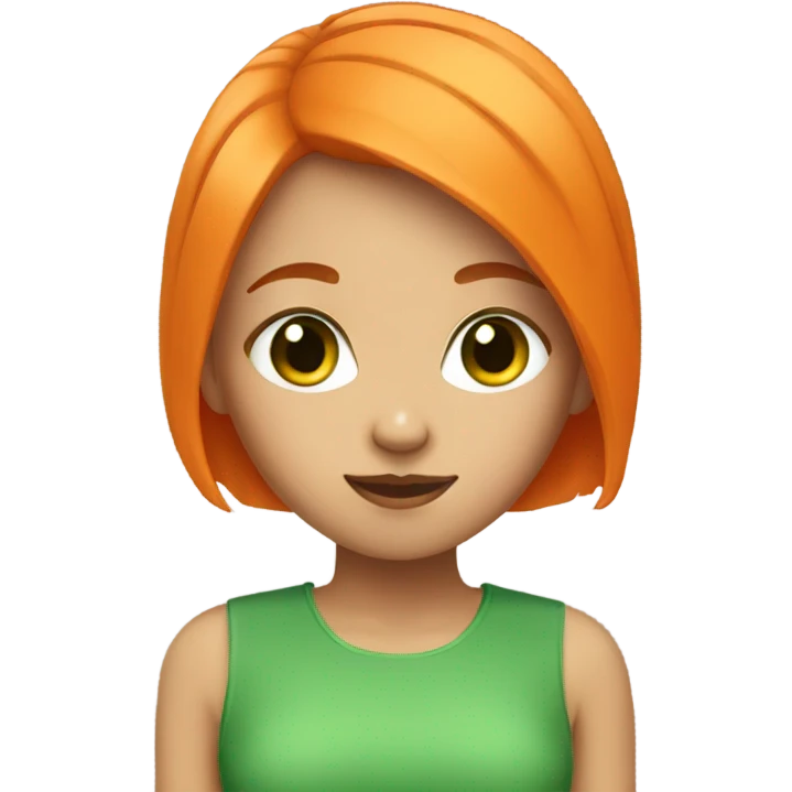 orange short hair girl with green eyes emoji