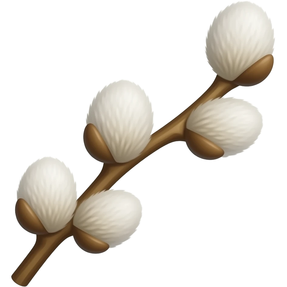 a branch of fluffy beige-white willow emoji