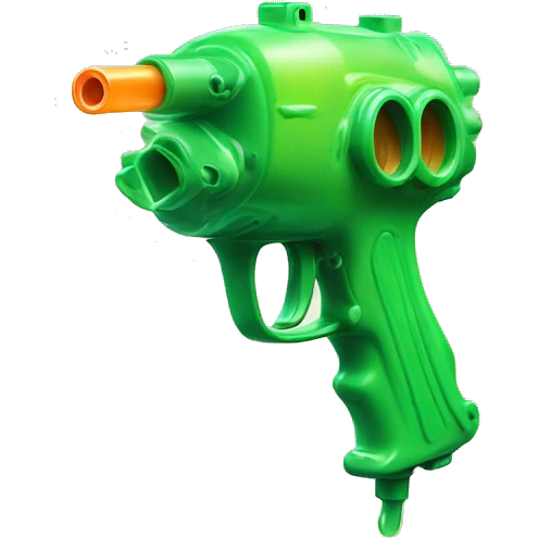 Squirt gun, full of toxic, poison, melting emoji
