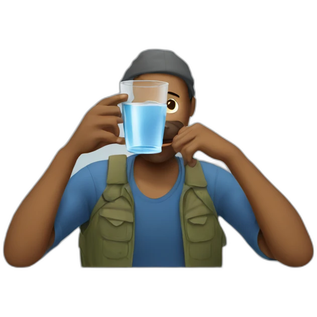 homeless drinking a glass of water emoji