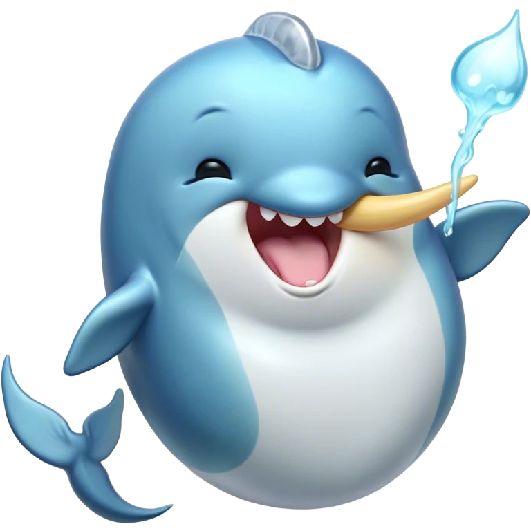 Cinematic Cute Yawning Narwhal Portrait Emoji, Head tilted slightly with a dramatic, wide-open yawn, showcasing a sleek, graceful form and a subtly curved tusk, sleepy eyes half-closed in drowsy contentment, Simplified yet irresistibly adorable features, highly detailed, glowing with a soft, cozy oceanic glow, high shine, relaxed yet expressive, stylized with a touch of whimsical charm, bright and endearing, soft glowing outline, capturing the essence of a drowsy yet affectionate sea guardian that seems ready to drift out of the screen for a nap! emoji