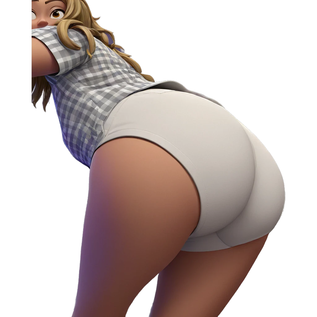 bending girl in shorts indoors emoji