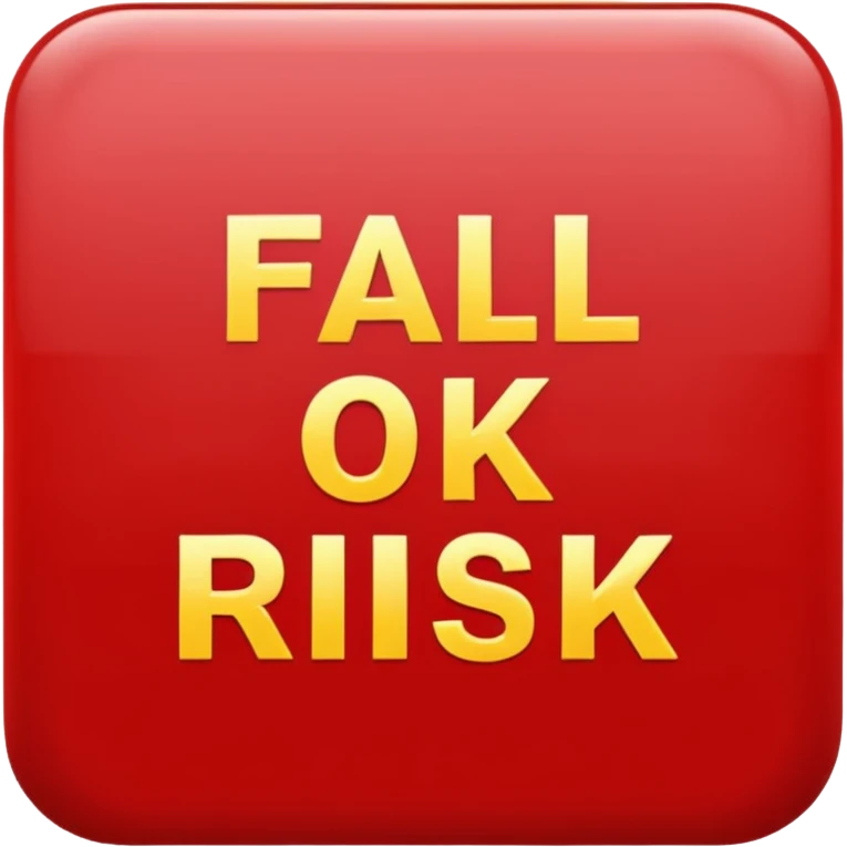The Letters “fall risk” on a red square emoji