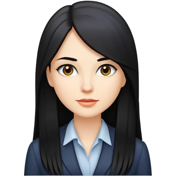 business woman long straight caucasian long black hair emoji