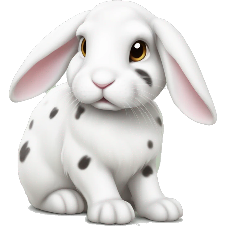 small lop eared white rabbit with spots emoji