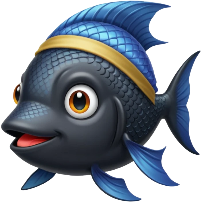 Black fish with a durag- not fully black just dark emoji