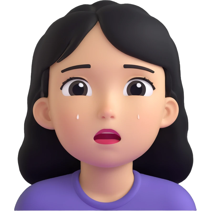 crying girl, looking up with tears streaming emoji