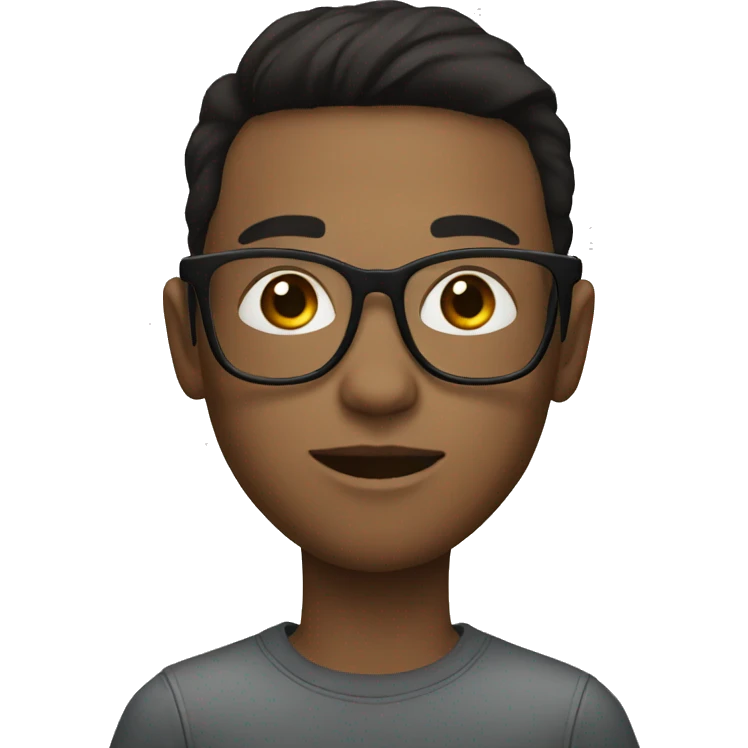 young person with glasses on, dark hair, fair skin emoji