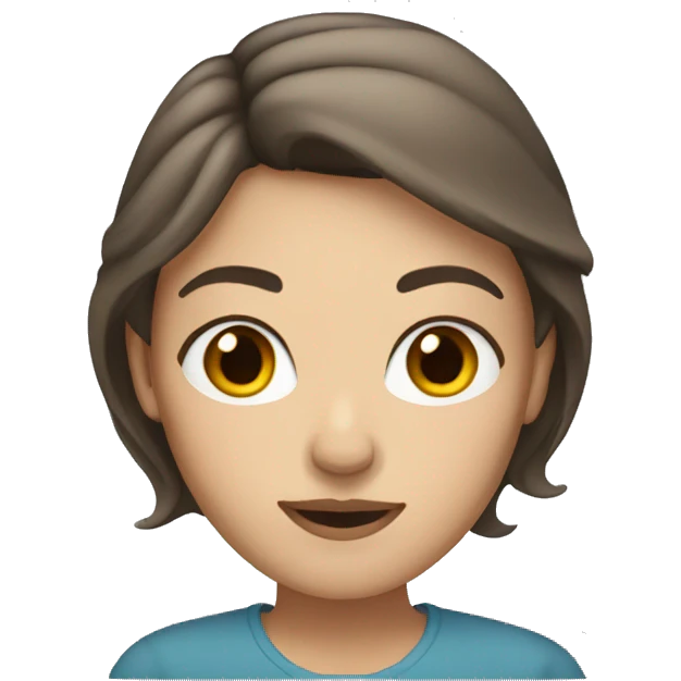 brown hair woman with grey eyes emoji