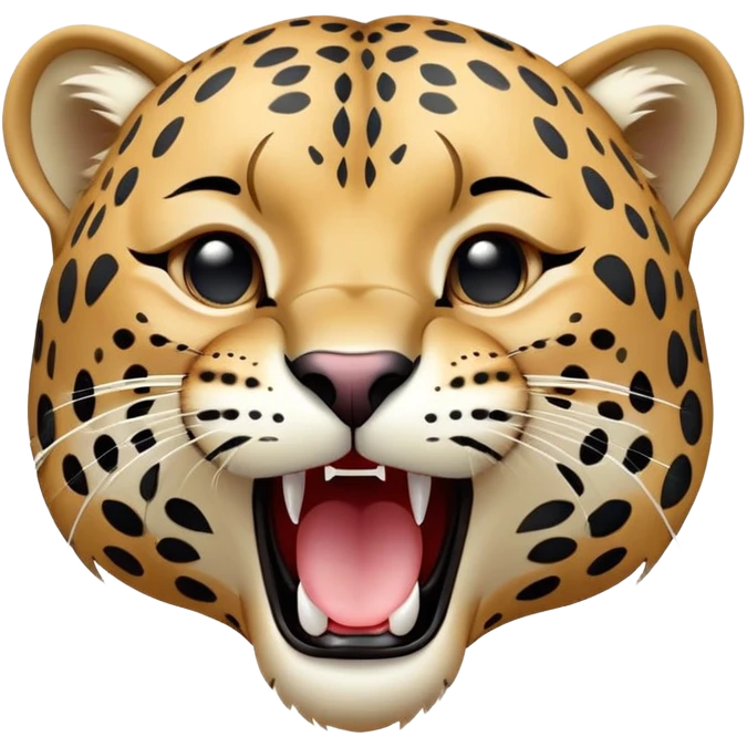 cinematic-realistic-yawning-young cute jaguar-portrait-emoji,-head-tilted-slightly-with-a-dramatic,-wide-open-yawn,-showcasing-a-lithe,-graceful-build-with-distinctive-rosette-patterns-and-sleepy,-half-closed-eyes,-simplified-yet-irresistibly-adorable, realistic emoji
