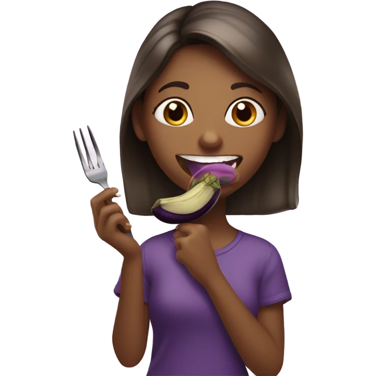 Girl eating eggplant emoji