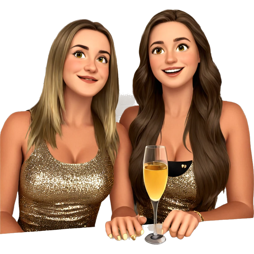 girls enjoying champagne together emoji