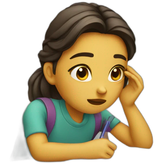 girl studying and crying emoji