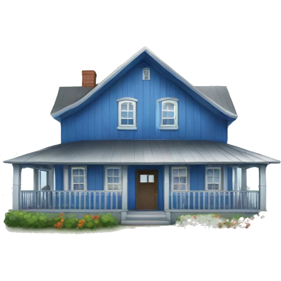 Blue & silver colored Farm house.  emoji
