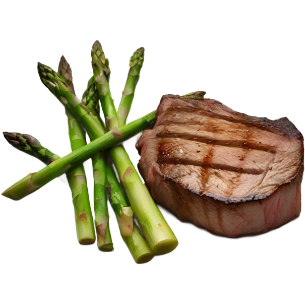 Steak and asparagus on a plate  emoji