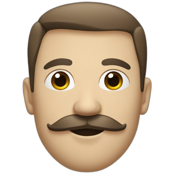 homme blanc avec une moustache carré emoji