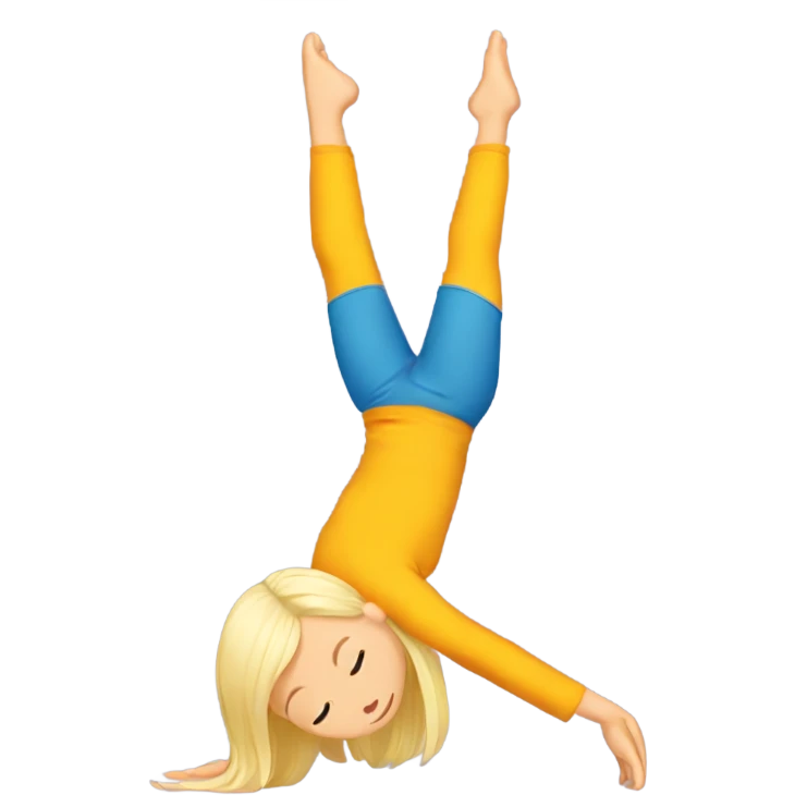 A blond girl who is doing a handstand emoji