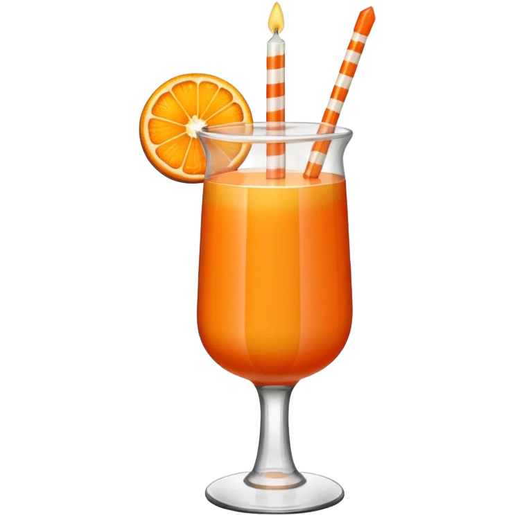An orange fruit with a horizontal red stripe around the middle. 4 vertical cocktail sticks in the orange with small pieces of candy on the sticks. On top of the orange a small white lit candle. emoji