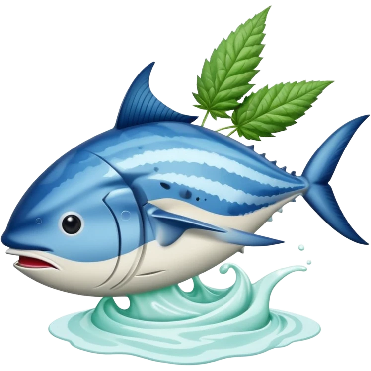 bluefin tuna in a gelato with cannabis leaf emoji