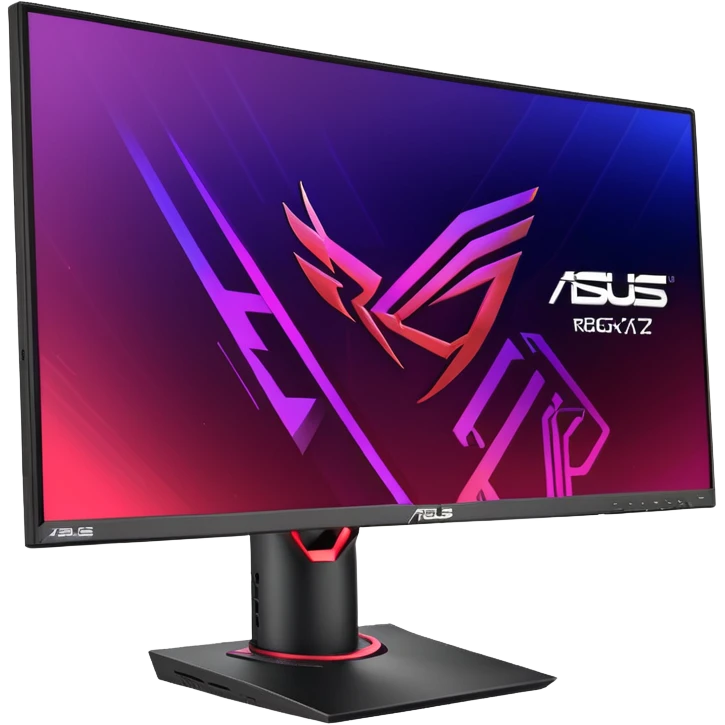 ASUS ROG STRIX XG27UCS, angled view, gaming monitor, RGB accents emoji