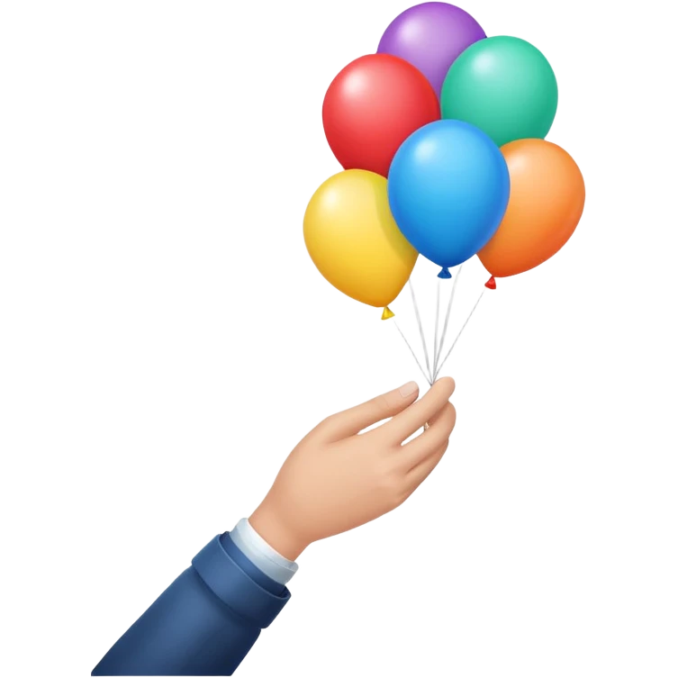 balloon flying upward from a hand emoji