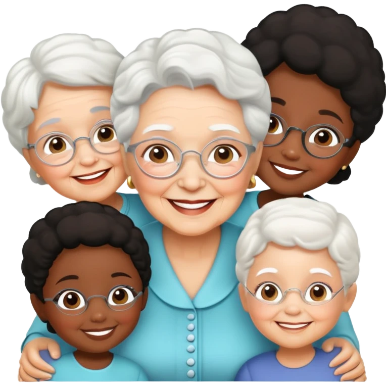 White Grandma with black identical little girls  emoji