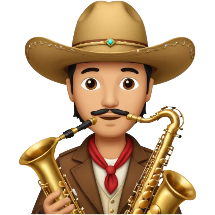 Mexican man with cowboy hat the saxophone  emoji